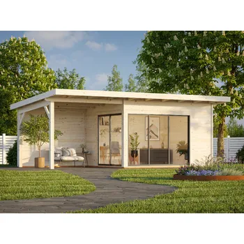 Zahradní domek Palmako Zahradní domek ANDREA 11,2 + 7,9 m² s posuvnými dveřmi Barva: Bílá RAL9016 + antracit RAL7016, nátěr, Typ dveří: Posuvné dveře s dvojsklem (Slide Plus)