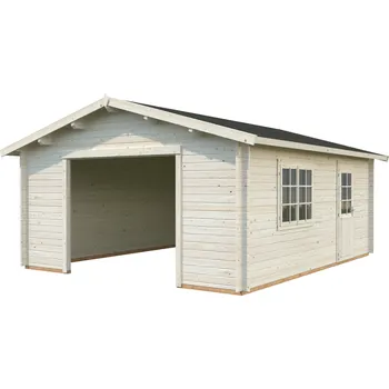 Přístřešek na auto Palmako Garáž ROGER 27,7 m² Barva: Přírodní, neimpregnováno, Typ dveří: Bez vrat