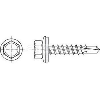 Šroub tex 4.8x19 ZINEK šestihranný s límcem gumová EPDM podložka DIN 7504K+P