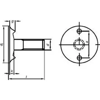 Šroub šroub M10x45 zápustná hlava CELÝ ZÁVIT 3.6 BEZ PÚ korečkový+matice+podložka DIN 15237