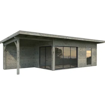 Zahradní domek Palmako Zahradní domek Andrea 17,1 + 7,9 m² s posuvnými dveřmi Barva: Šedá, máčení, Typ dveří: Posuvné dveře s jednosklem (Slide)