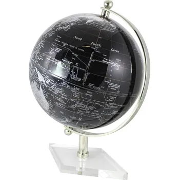 Glóbus SEA Club Globus, černý, poniklovaná mosaz na akrylovém podstavci, V: 44 cm, Ø: hloubka: 44 cm, výška: 44 cm, výška: 30 cm
