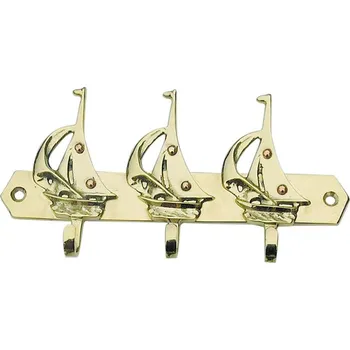 Věšák SEA Club Věšák na klíče, 3 plachetnice, mosaz, 16x7cm