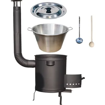 Kempingové nádobí Nerezový kotel 40 L (1,2 mm) + silnostěnná (1,5 mm) a žáruvzdorná kotlina 45 cm PLUS 600