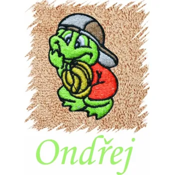 Sprchový závěs Dětský ručník s výšivkou a jménem - ŽABÁK typ 2