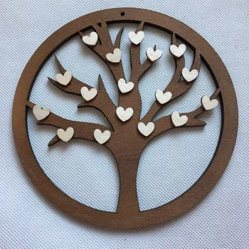 Obraz Strom života dřevěný 18 cm závěs tm.hnědý, 3 varianty Ozdobeno: Srdíčky