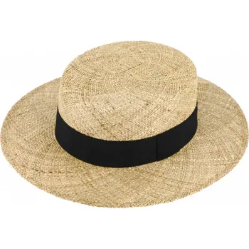 Klobouk Fiebig - Headwear since 1903 Letní slaměný boater klobouk - unisex žirarďák s širší krempou - Fiebig Canotier Velikost: 61 cm (XL)