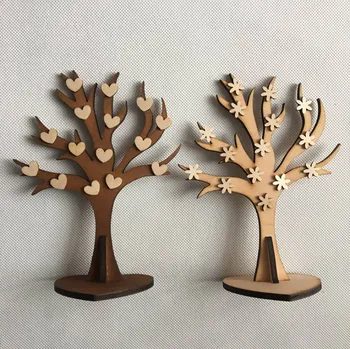 Party dekorace Strom života dřevěný 18 cm Barva: Světlý+srdce