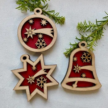 Vánoční dekorace Sada 3 ks - vánoční ozdoby lepené 10 cm, více barevných variant Barva: Červená
