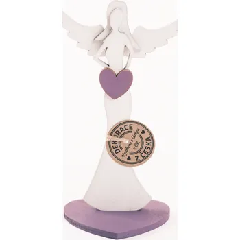 Vánoční dekorace Anděl dřevěný bílý 16 cm 4 varianty Barva: Bílo-fialový