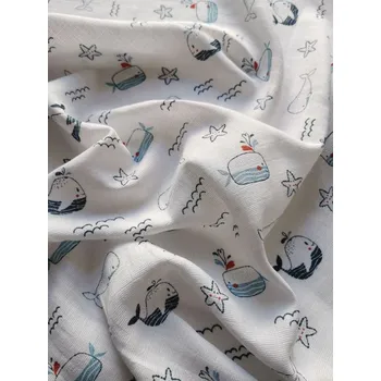 látková plena PREM Látková bavlněná plena s potiskem Moře - 70/70 cm