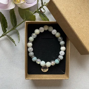 Náramek Náramek z minerálů - ZNAMENÍ ZVĚROKRUHU Náramek: PANNA - Amazonit + bílý křišťál