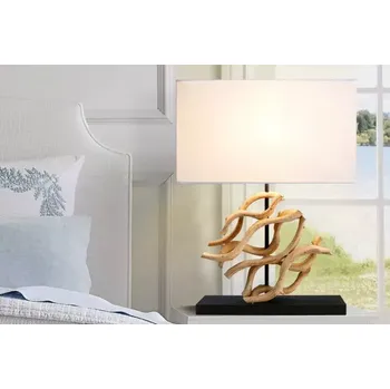 Stojací lampa Stolní lampa Wave Light (Designová lampa na stůl s teakovým světlým dřevem 57cm.)