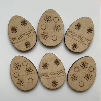 Velikonoční dekorace Dřevěné kraslice 7 cm - sada 6 ks