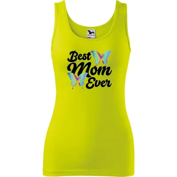 Dámské oblečení Dámské tílko s potiskem Best mom motýlci Velikost: XS, Barva: Limetková