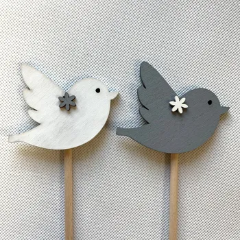 Velikonoční dekorace Zápich ptáček 8 cm, 2 barvy Barva: Bílá