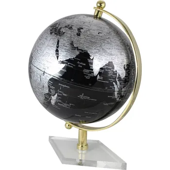 Glóbus SEA Club Globus, černý, mosaz na akrylovém podstavci, V: 29,5cm, Ø: 20cm