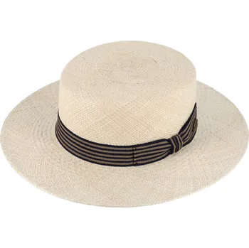 Klobouk Fiebig - Headwear since 1903 Letní slaměný boater panamský klobouk s širší krempou - unisex žirarďák - Fiebig Panama canotier - UV faktor 80 Velikost: 61 cm (XL)