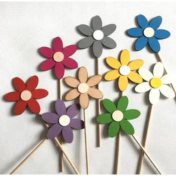 Dřevěná hračka Dřevěná kytička na zápichu 12 cm Barva: Růžová