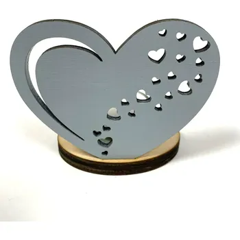 Svícen Dřevěný svícen malá srdíčka s kalíškem a čajovou svíčkou Barva: Šedá