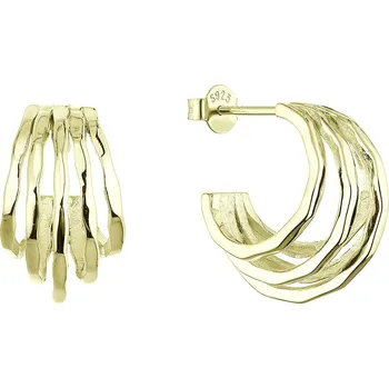 Náušnice Pozlacené stříbrné náušnice pět vlnitých kruhů 61081