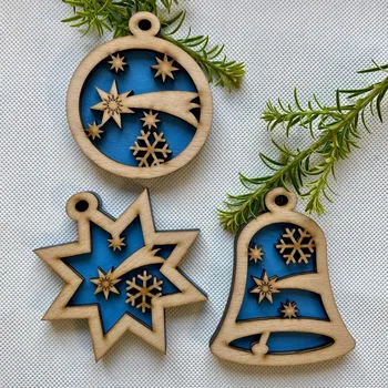 Vánoční ozdoba Sada 3 ks - vánoční ozdoby lepené 10 cm, více barevných variant Barva: Modrá