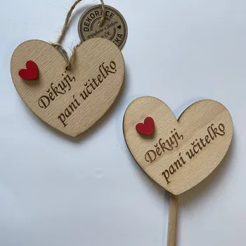 Svatební dekorace Srdce 7 cm Děkuji, paní učitelko Tvar: Na zavěšení