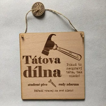 Domovní cedule Dřevěná cedulka Tátova dílna