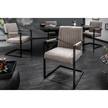 Jídelní židle Židle ASTON TAUPE (Luxusní židle s opěrkami taupe.)