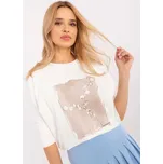 Dámská halenka s třpytivými listy RV-BZ-A290.22 - UNI Barva: Smetanová, Velikost: ONE SIZE