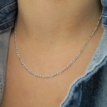 Řetízek Stříbrný řetízek figaro 2mm 3,24g Rhodium 55cm Stříbro 925/1000 45 cm