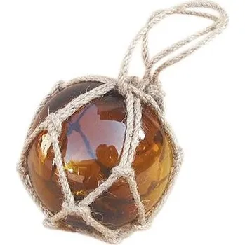 SEA Club Rybářská skleněná koule v síťce, jantar, Ø: 7,5cm