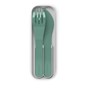 Příbor Monbento Plastový cestovní příbor Pocket Green Forest