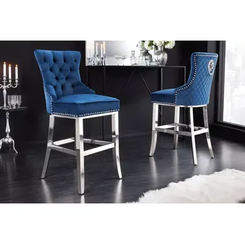 Barová židle Barová židle CASTELO ROYAL BLUE (Luxusní barová židle modrá.)