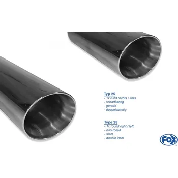 Tlumič výfuku Fox Sportauspuff koncový tlumič výfuku s koncovkou 1x100 Typ 25 na obou stranách pro BMW řada 3 F30, F31 s motorem 2.0 SLEVA 2%