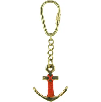 SEA Club Přívěsek na klíče - Kotva, mosaz s červeným provazem, D: 4/10,5cm