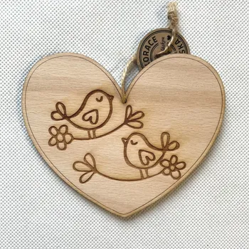 Velikonoční dekorace Ptáčci v srdíčku 12 cm Motiv: B