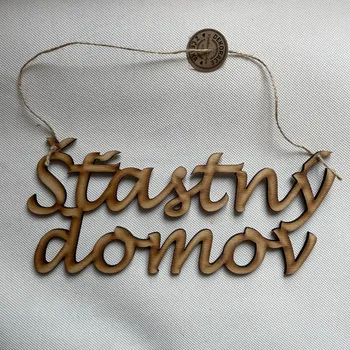Nápis Šťastný domov přírodní, 4 rozměry Rozměry: 20 cm