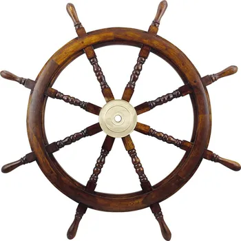 SEA Club Kormidlo, dřevo/mosaz, Ø: 90 cm, standardní kvalita
