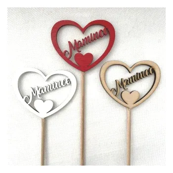Dřevěný zápich Srdce 10 cm Mamince Barva: Bílá