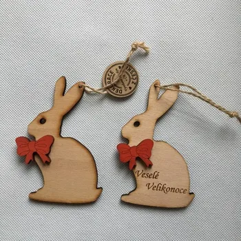 Velikonoční dekorace Zajíček s mašlí závěs 13 cm Nápis: Bez nápisu