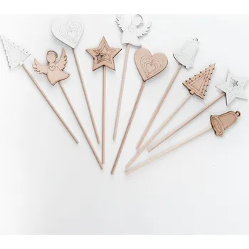 Vánoční dekorace Zápich vánoční 8 cm více variant Barva: Bílá, Tvar: Srdce