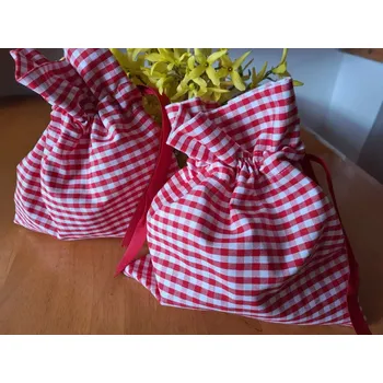 Pytlík kanafas červená kostka