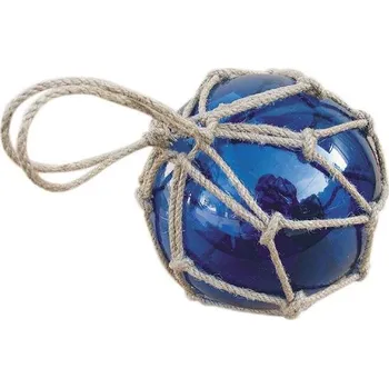 SEA Club Rybářská skleněná koule v síti, modrá, Ø: 15 cm