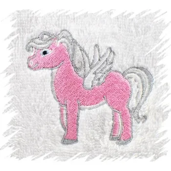 Sprchový závěs Dětský ručník s výšivkou - KONÍK S KŘÍDLY typ 2