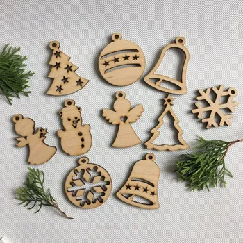 Vánoční ozdoba Dřevěné ozdobičky 7 cm mix 10 ks Barva: Přírodní
