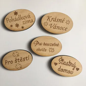 Ovál s nápisem 6 cm Nápis: Pro štěstí