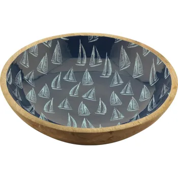 SEA Club Mísa - Plachetnice, mangové dřevo se smaltem, Ø: v: 7,5 cm, průměr: 30 cm, výška: 7,5 cm