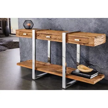 Toaletní stolek Konzole Barracuda Chrome (Design konzole z teakového dřeva 140cm.)