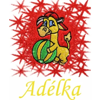 Sprchový závěs Dětský ručník s výšivkou a jménem QUALITY 400 g/m2 - ŽIRAFA S MÍČEM